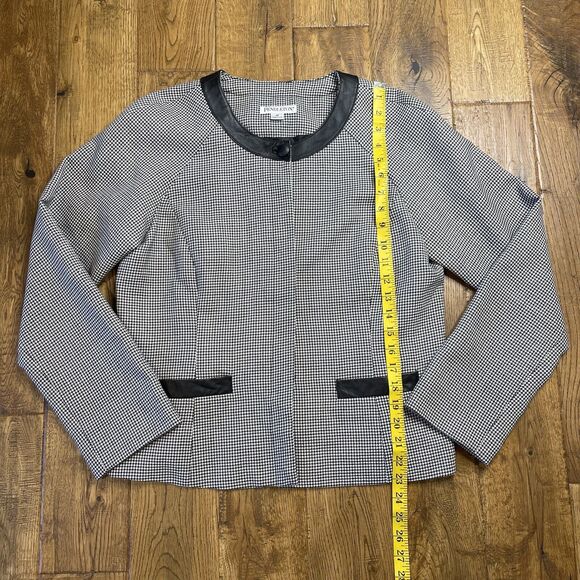 Pendleton Womens Virgin Wool Houndstooth Leather Trim Blazer Jacket Size 10 - Picture 3 of 6